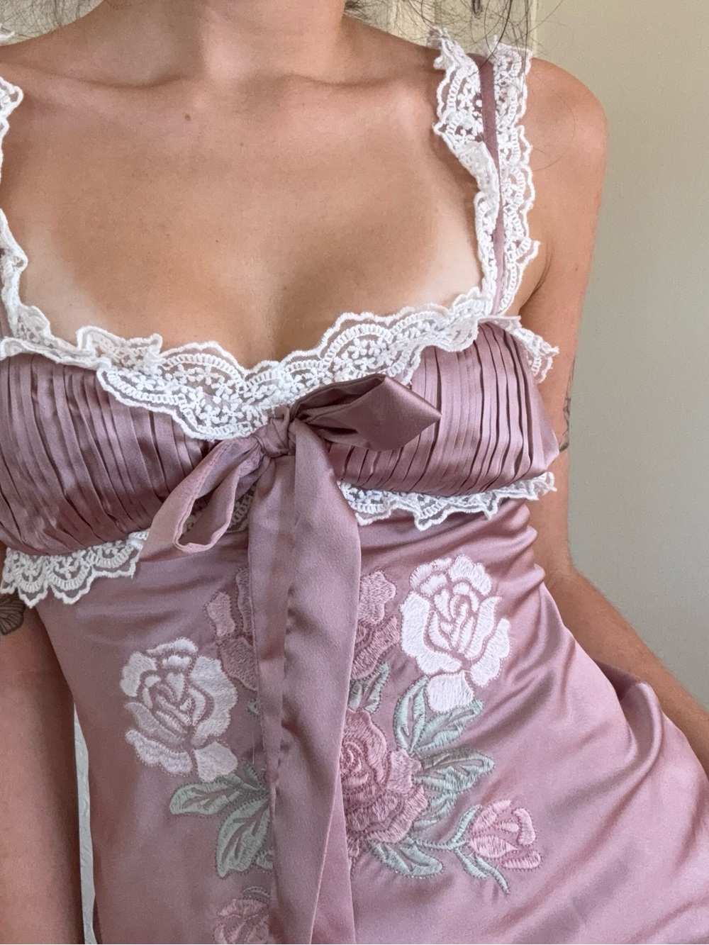 For Live and Lemons Chelsea Lace Trim Satin Maxi Dress - Picture 4 of 9